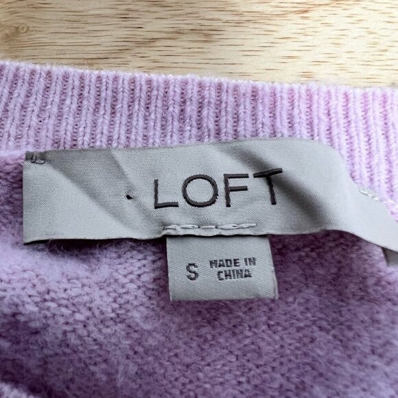 Loft Womens Pullover Sweater Pink Long Sleeve Jewel Neck Chevron Knit Stretch S - Picture 10 of 10